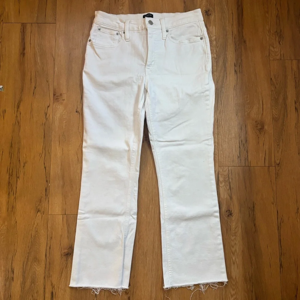 J. Crew Mid Rise Kick Flare Denim White Jeans - Picture 3 of 5